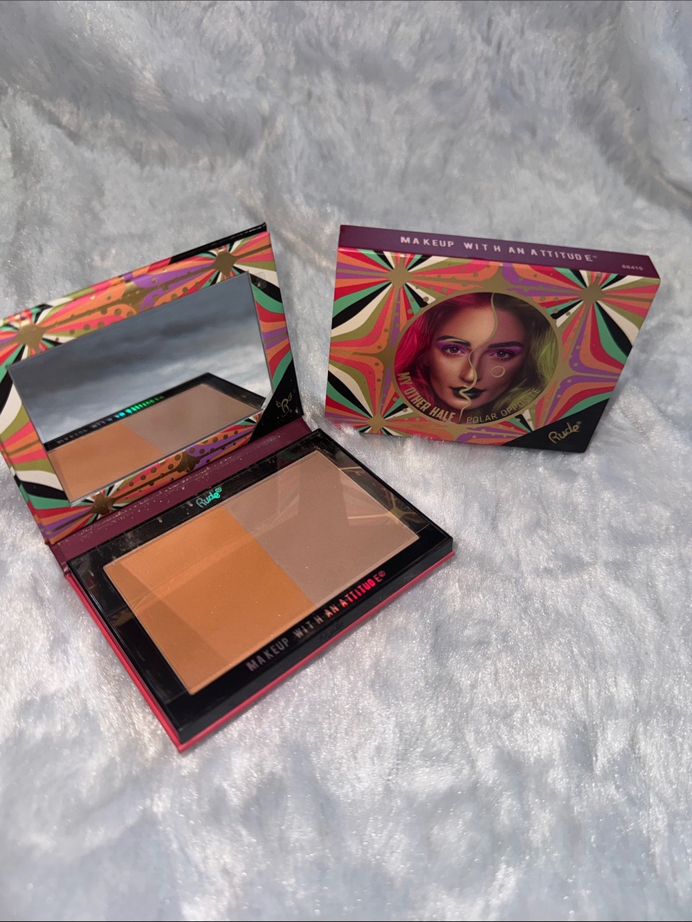 RUDE NIB Bronzer & Highlighter Duo — Deep Tan & Light Beige